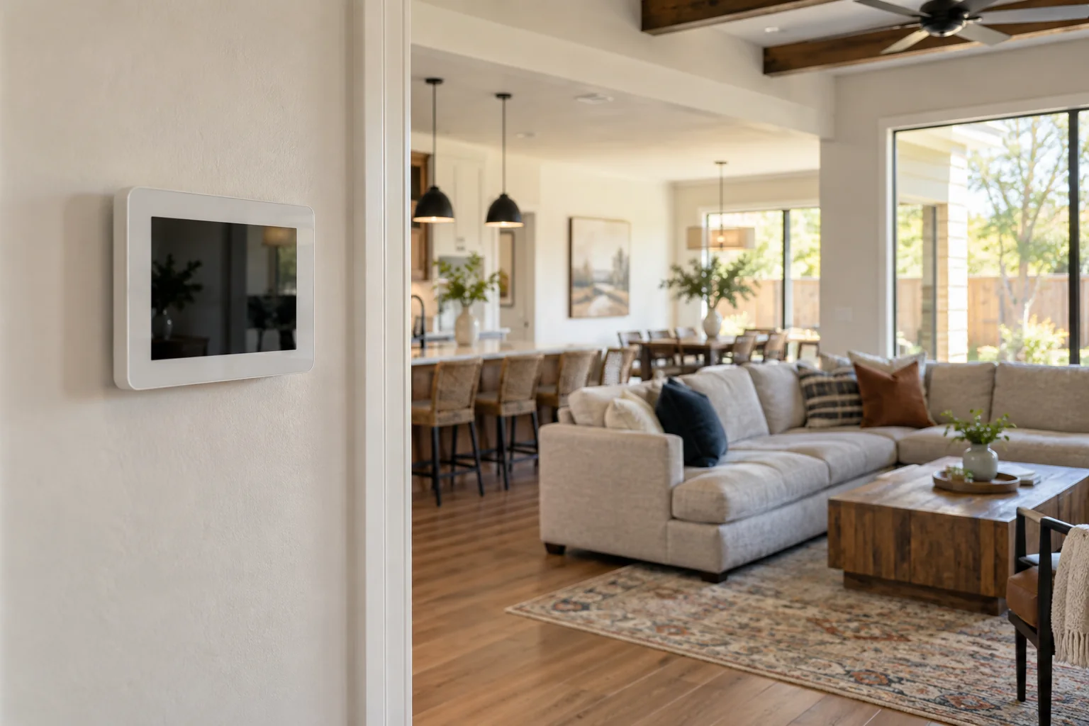 Touchscreen security control in a welcoming home
